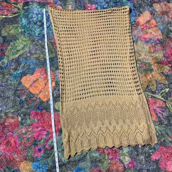 Fraas Lightweight Tan Crocheted Scarf - Picture 8 of 11